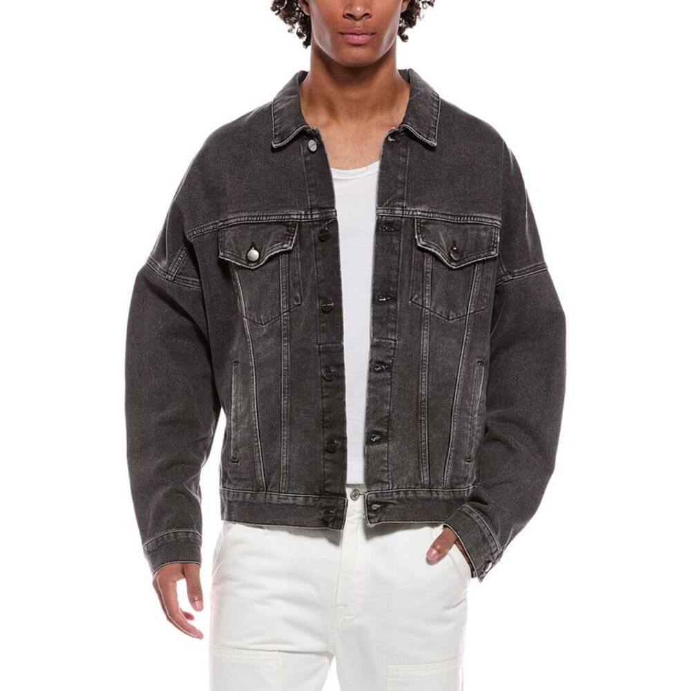 Palm Angels Mens Back Logo Over Denim Jacket, Black